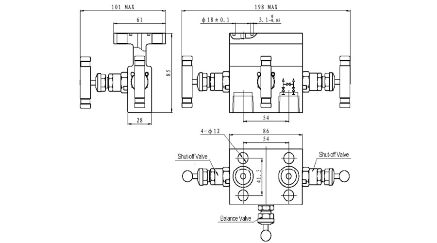 3 Valve Manifolds T Type JS3T0 3FNWL E Structure