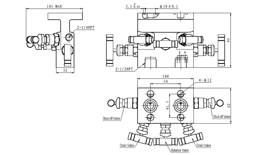 5 Valve Manifolds T Type JVA1 5T1 3FNWLE Structure