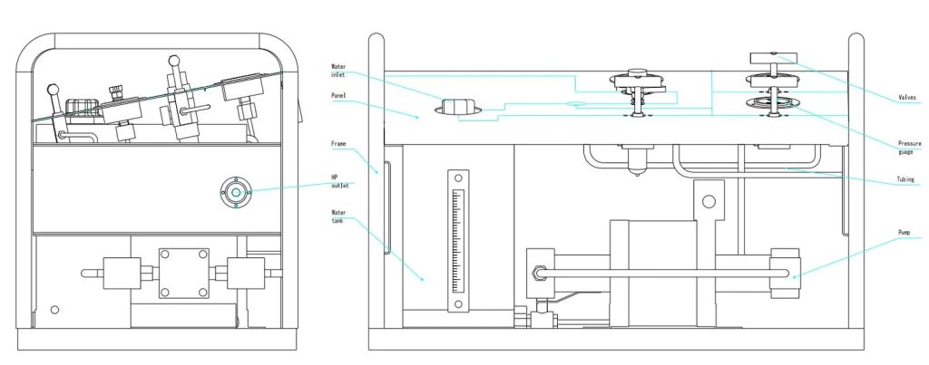 General Layout Drawing of Hydro Test Pump with Hose Reel Skid