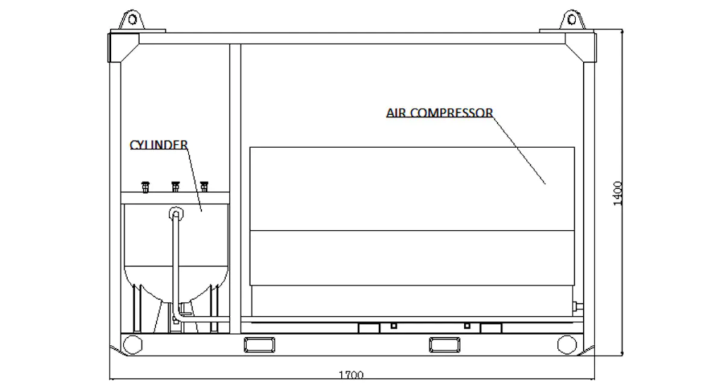 General Layout Drawing of Diesel Engined Air Compressor Pipe Pressure Testing Equipment