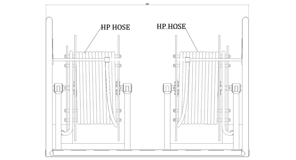 General Layout Drawing of Hydro Test Pump with Hose Reel Skid