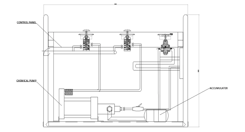 General Layout Drawing of Hydrostatic Water Test Pump with an Accumulator