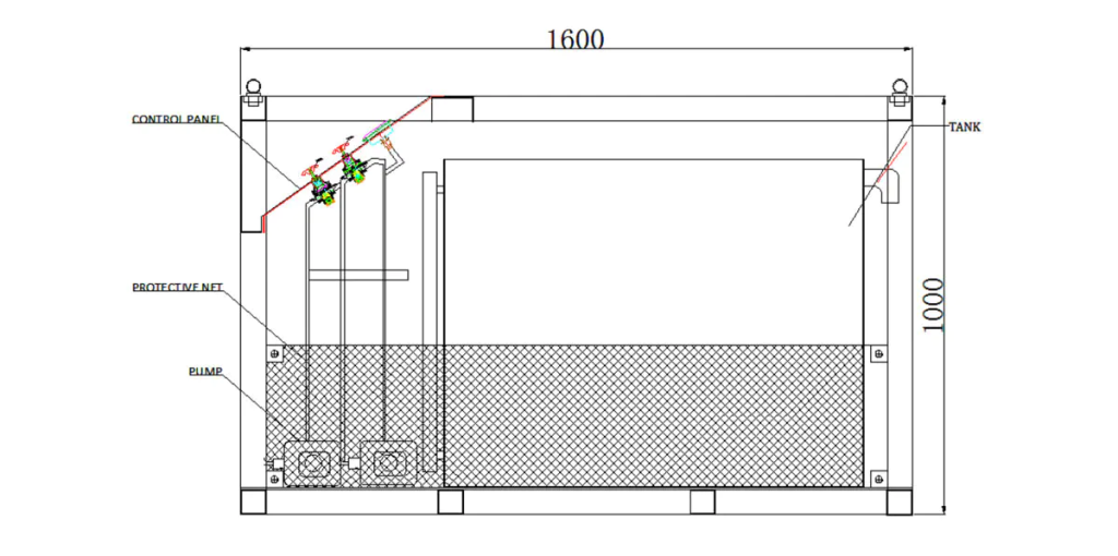 General Layout Drawing of Pneumatic Pressure Test Bench with PC Recorder and Liquid Storage Tank