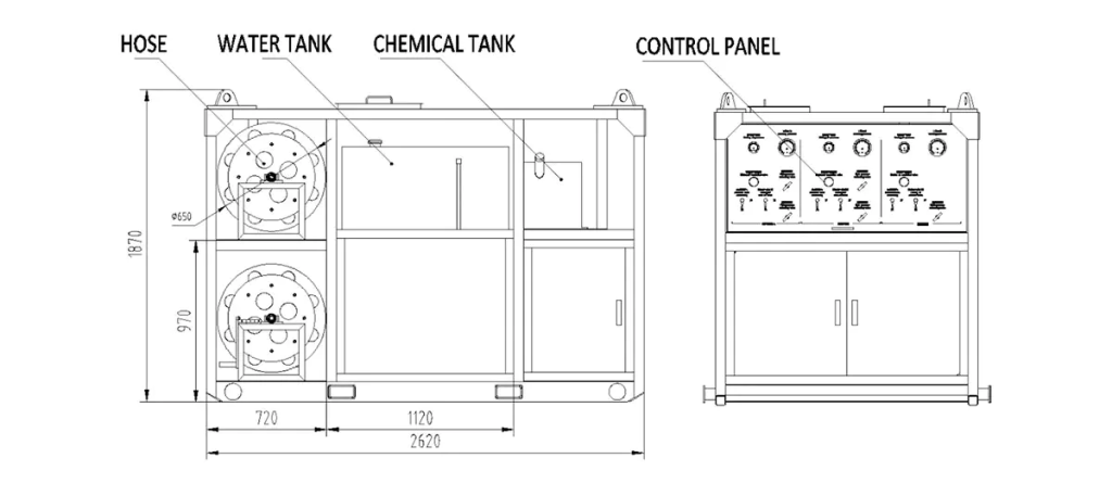 General Layout Drawing of Pressure Testing and  Chemical Injection System for Burst Test